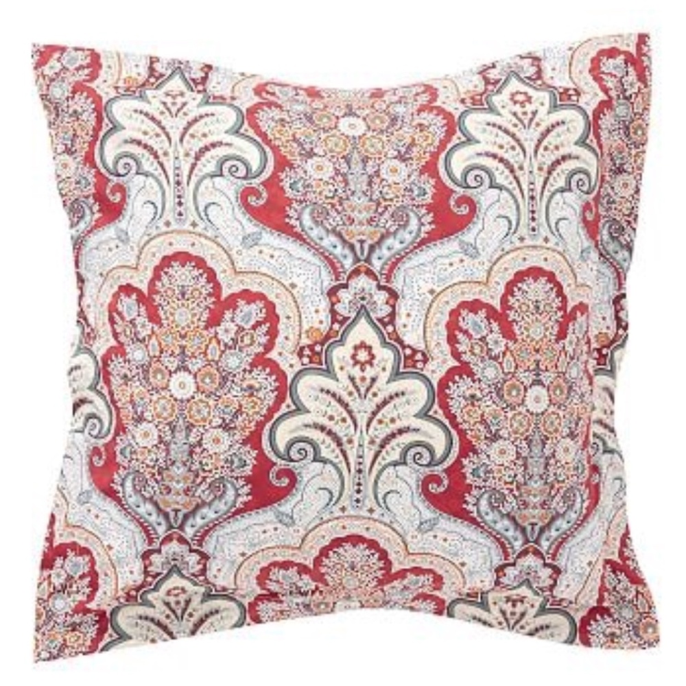 NWOT Pottery Barn Jordana Multi Red Euro Shams  (2) Cotton Percale